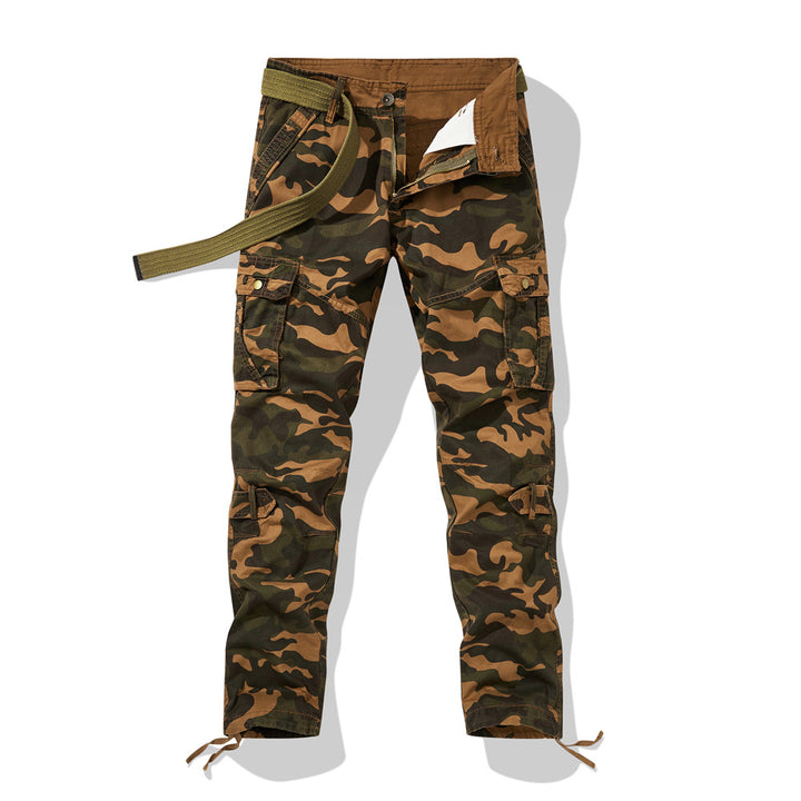 Herren Cargohose im Slim-Fit mit verstärkten Knien Multifachtaschen und Stoffgürtel – Bravaro