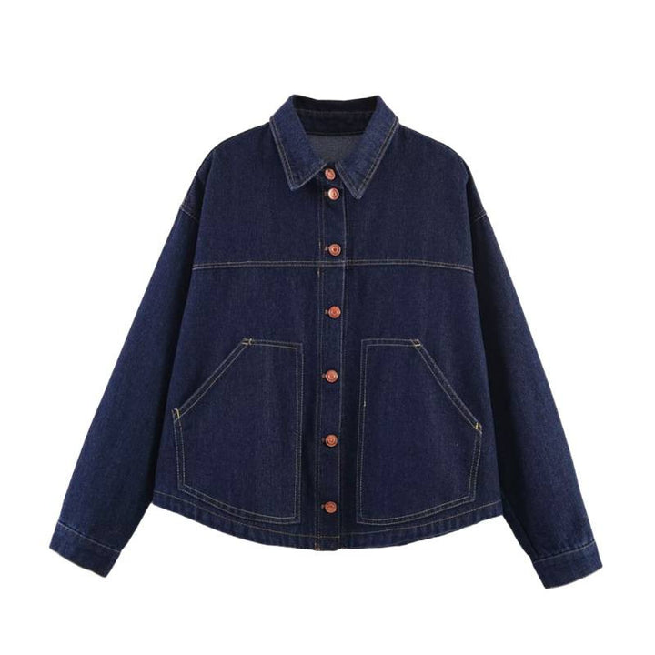 Damen Oversize-Jeansjacke mit kastigem Cropped-Schnitt, aufgesetzten Taschen und Kontrastnähten Echo Archiv