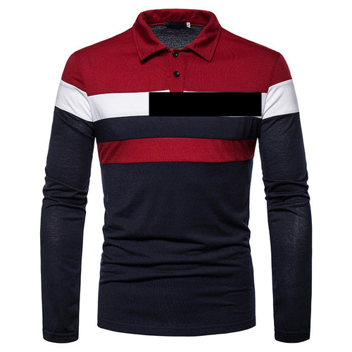 Herren Langarm Poloshirt mit stilvollem Farbblock-Design Echoarchiv