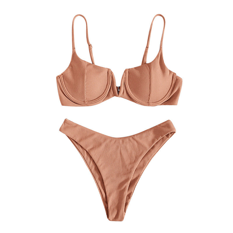 Damen Bikini-Set mit elegantem Push-Up-Oberteil und hoch geschnittenem Slip Echo Archiv