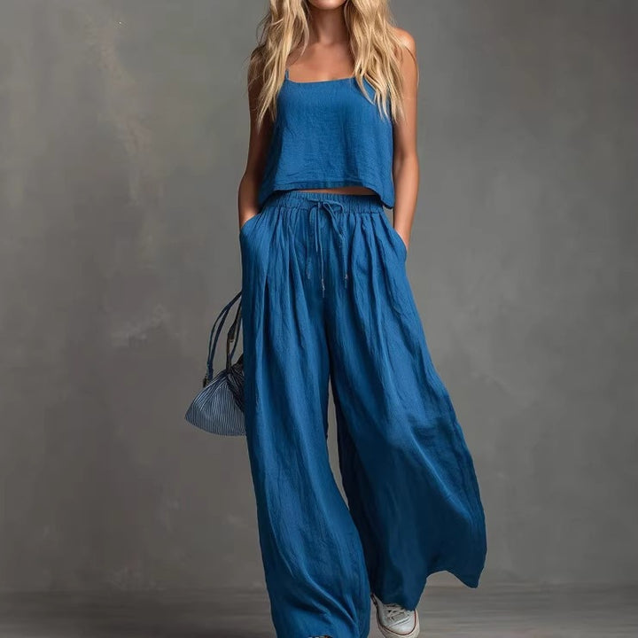 Damen Sommerliches Freizeit-Set mit weitem Oberteil und lässiger Hose Echo Archiv