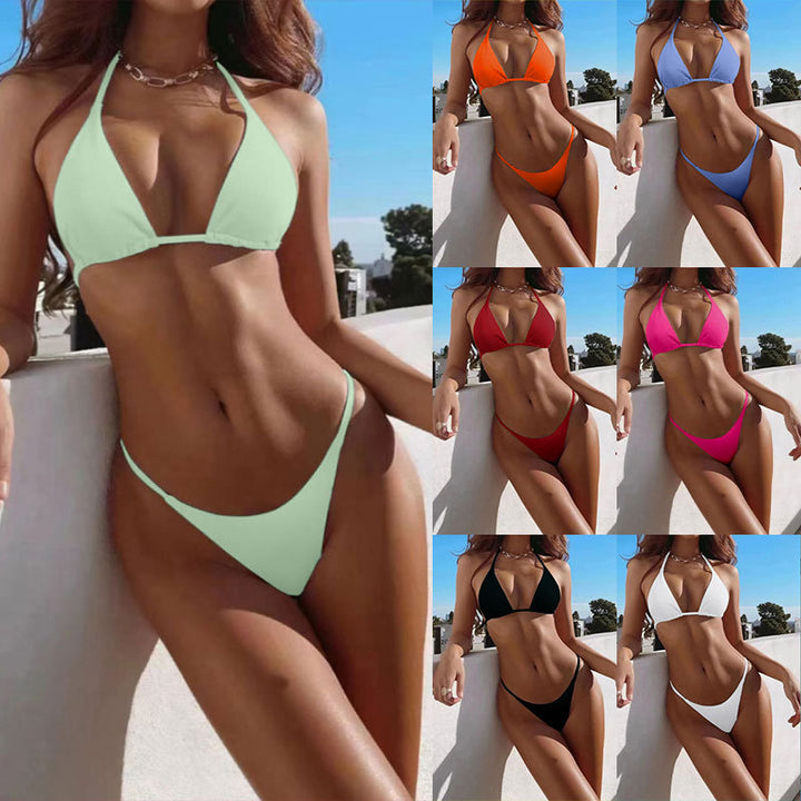 Damen Triangel-Bikini mit anpassbaren Bindebändern und modischem Ripp-Design Echo Archiv
