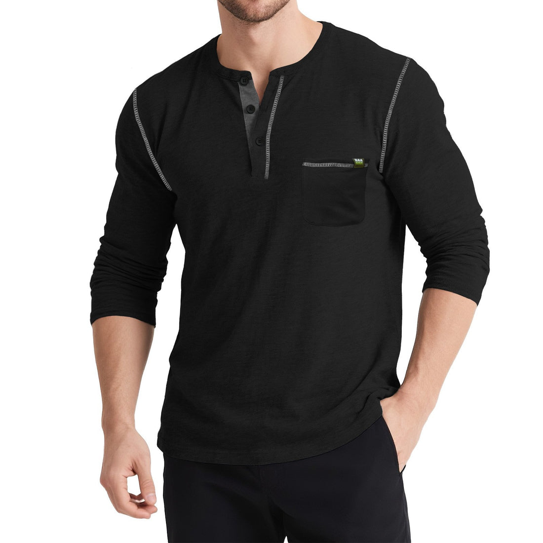 Herren Langärmliges T-Shirt mit Knopfleiste – Marzano