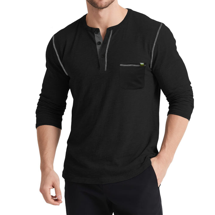 Herren Langärmliges T-Shirt mit Knopfleiste Echoarchiv