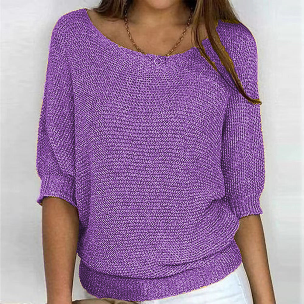 Damen nan legerer kastiger Feinstrickpullover mit weitem Ausschnitt Echo Archiv