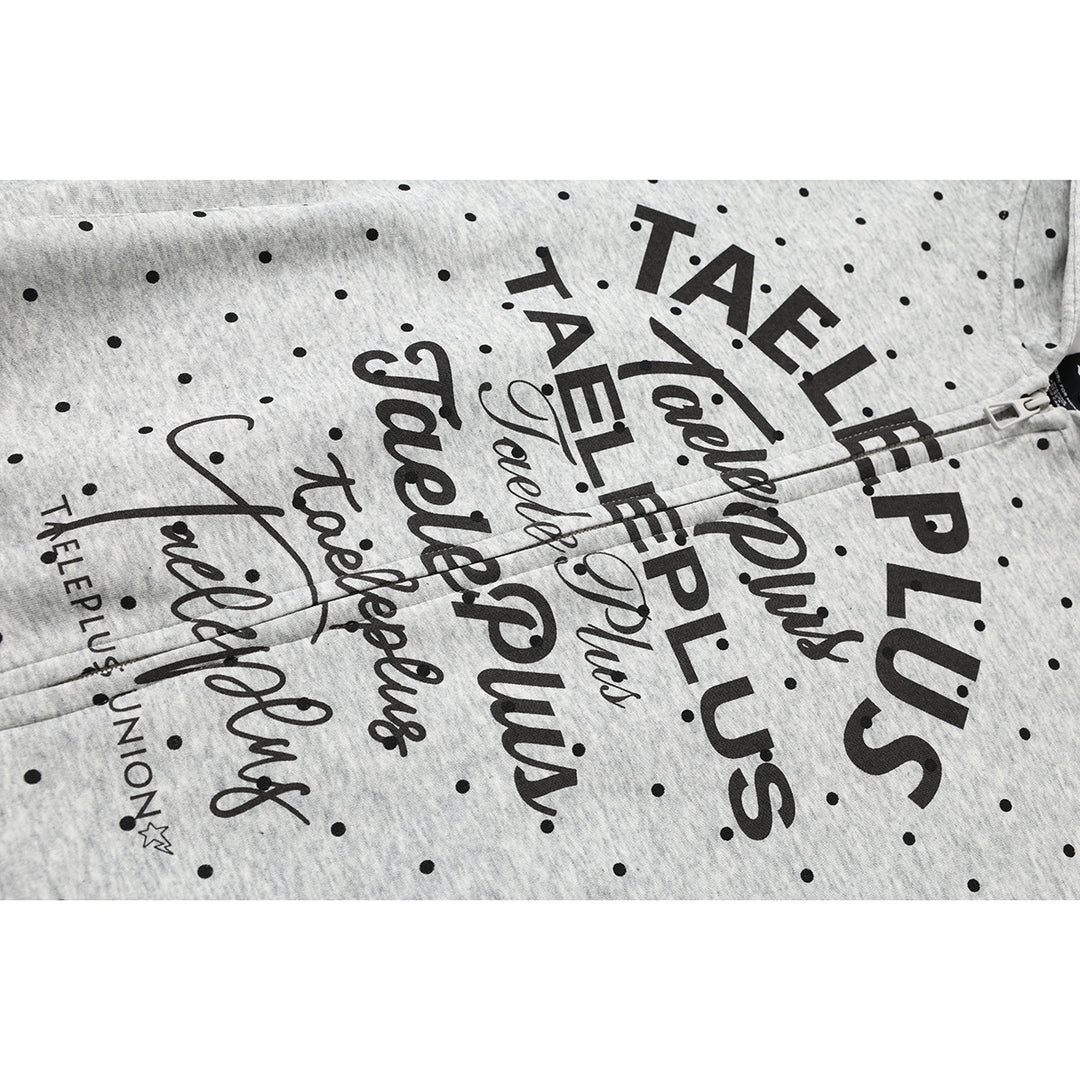 Damen Kapuzen-Sweatjacke mit durchgehendem Reißverschluss, Allover-Pünktchenmuster und mehrfacher Logogestaltung Echoarchiv