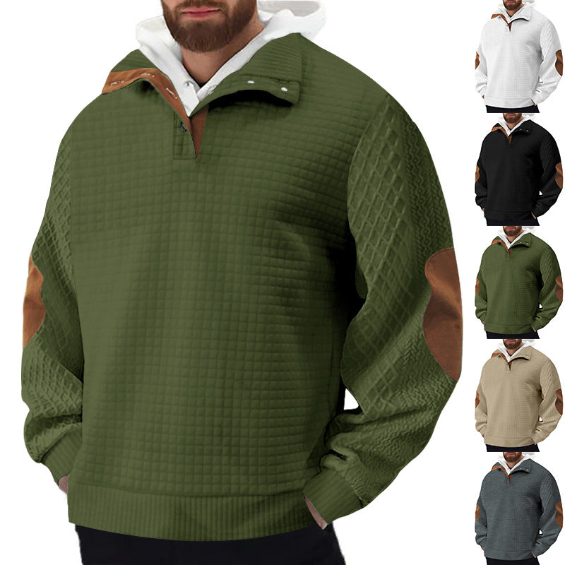 Herren Robuster Fleece-Pullover mit hohem Kragen und strukturiertem Design Echoarchiv