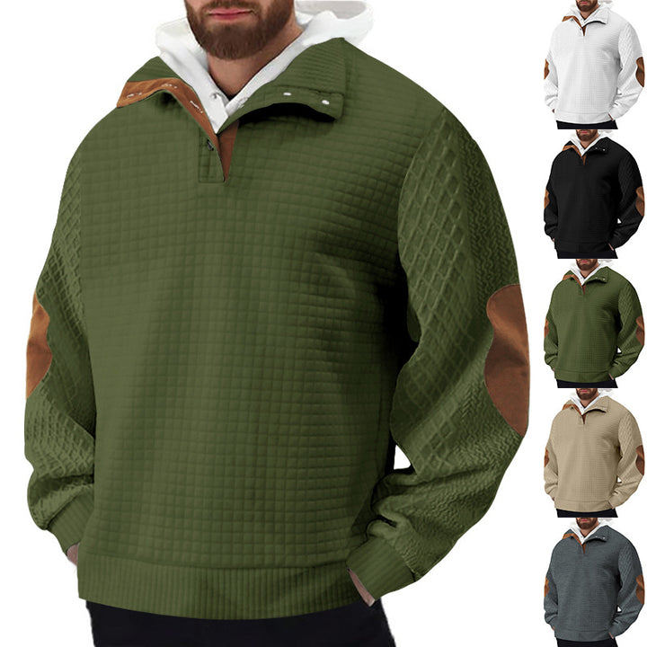 Herren Robuster Fleece-Pullover mit hohem Kragen und strukturiertem Design Echoarchiv