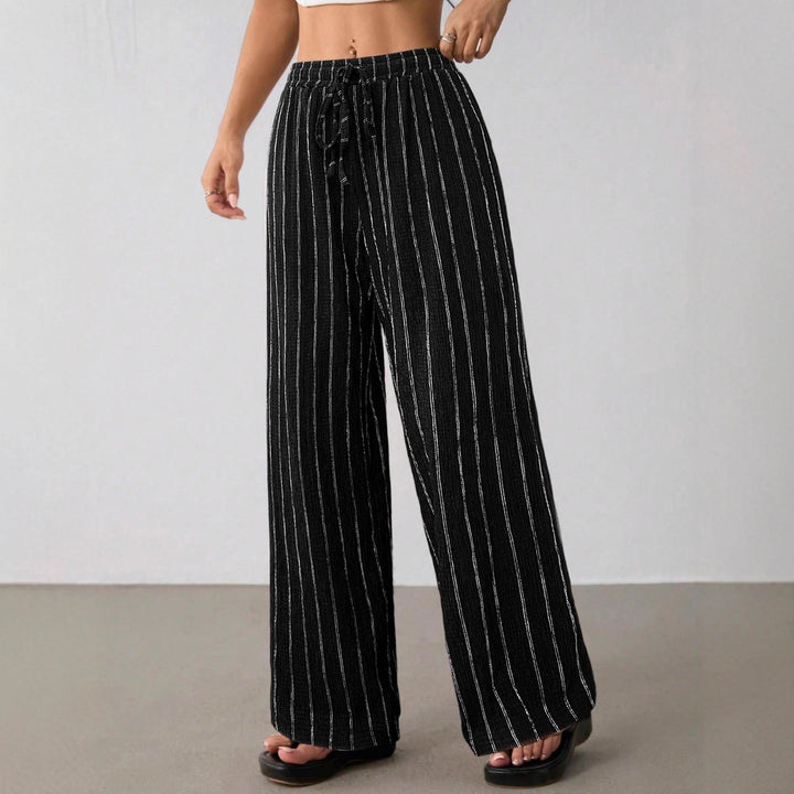 Damen Weite Strickhose mit hohem Bund und Kordelzug Echo Archiv