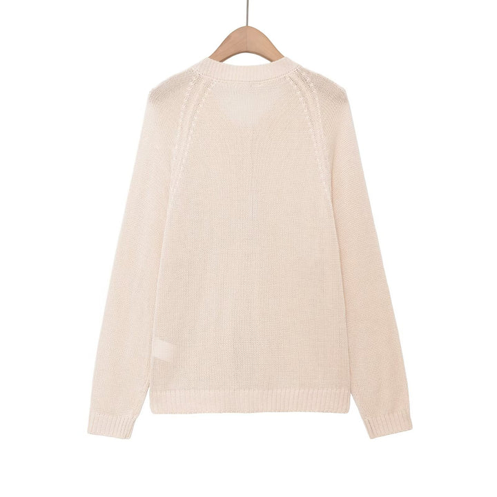 Damen nan Feinstrick-Henley-Pullover mit Knopfleiste und Raglanärmeln Echo Archiv