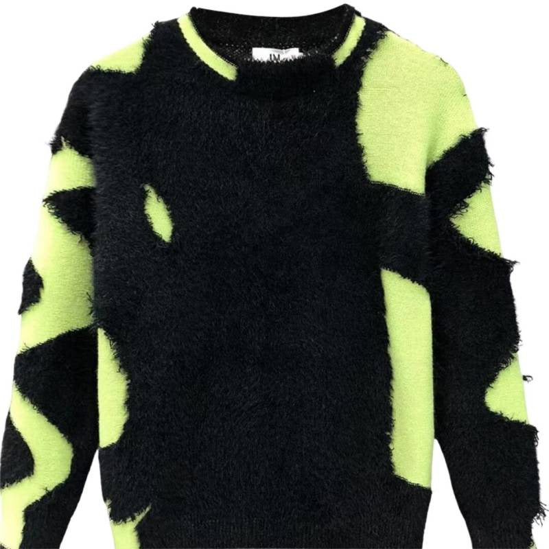 Damen kreativer Oversized-Pullover mit kontrastierendem Strukturdesign Echoarchiv