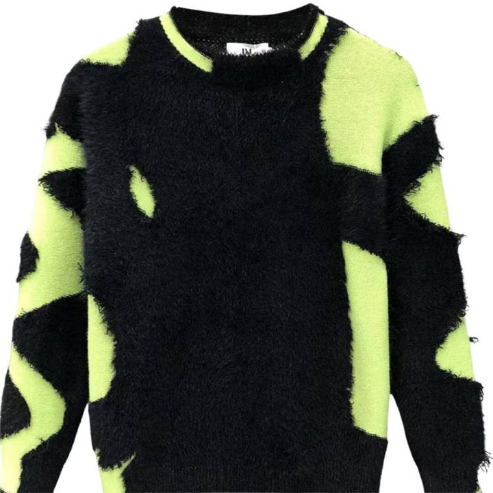 Damen kreativer Oversized-Pullover mit kontrastierendem Strukturdesign Echoarchiv
