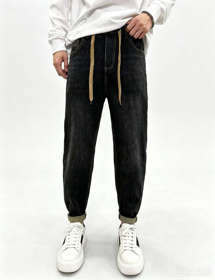 Herren Relaxed Denim-Jogger mit Kordelzug und elastischem Saum Echoarchiv