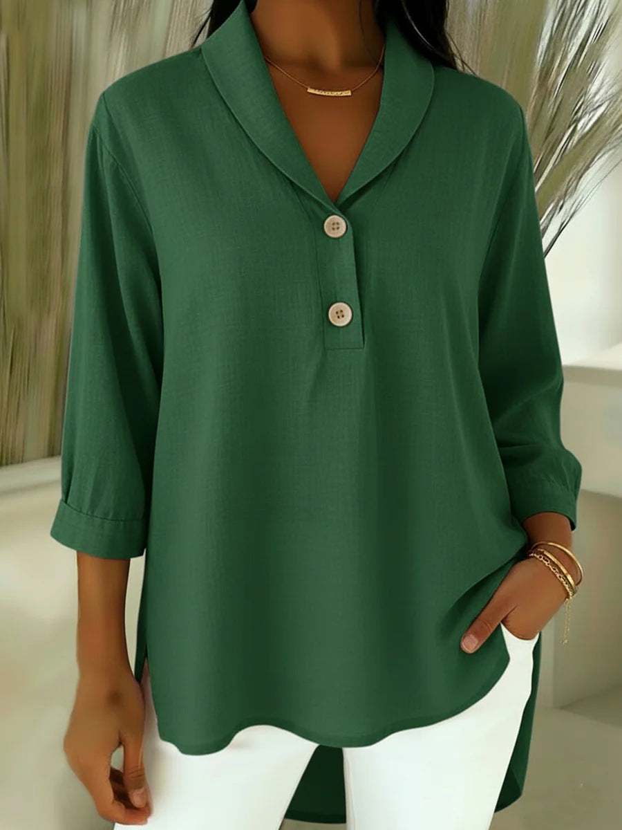 Damen Elegantes Hemd mit modernem Kragen und Knopfdetails Echo Archiv