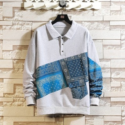 Herren stylisches Polo-Pullover mit Paisley-Design und klassischem Kragen Echoarchiv