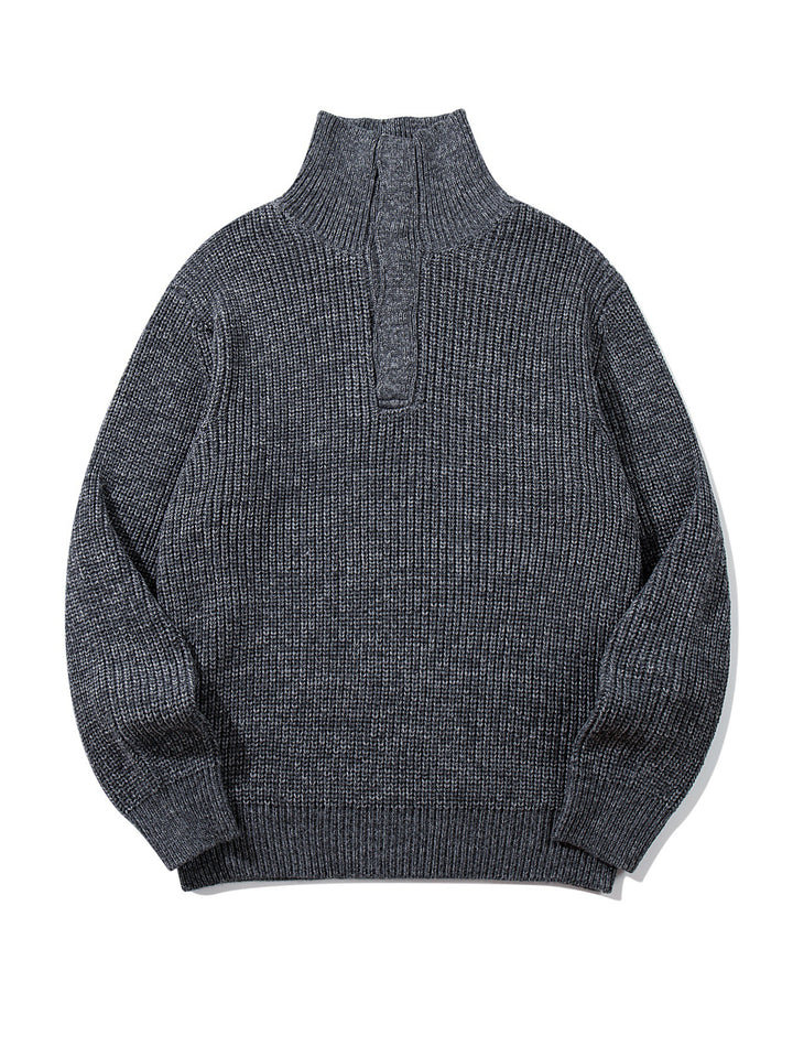 Unisex Grobgestrickter Rollkragenpullover mit halber Knopfleiste Echoarchiv