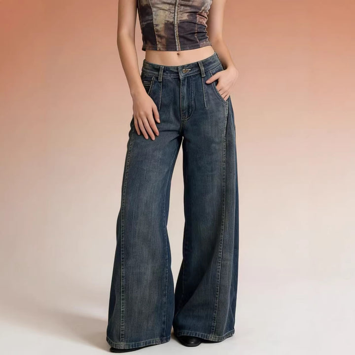 Damen weite Denim-Jeans mit hohem Bund und klassischem Schnitt Echo Archiv