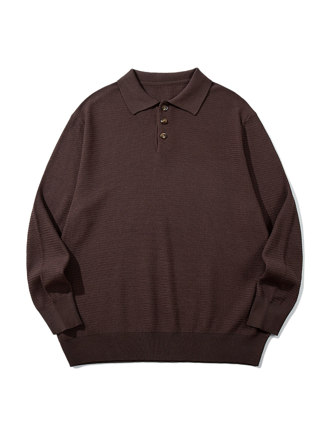 Unisex Waffelstrick-Polo im Relaxed-Fit mit dreifacher Knopfleiste und geripptem Saum Echoarchiv