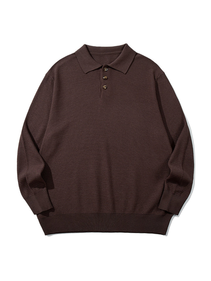 Unisex Waffelstrick-Polo im Relaxed-Fit mit dreifacher Knopfleiste und geripptem Saum Echoarchiv