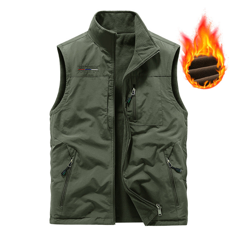 Herren nan wattierte Thermo-Outdoorweste mit weichem Fleece-Futter, hoher Stehkragen und mehreren Reißverschlusstaschen Echo Archiv