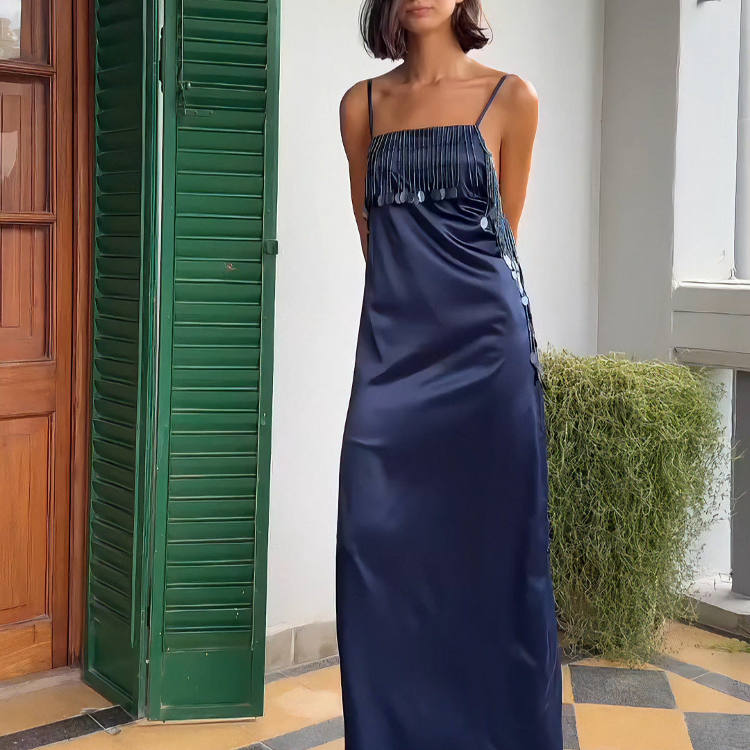 Damen Maxikleid mit schimmernden Pailletten und tranchierendem Saum Echo Archiv
