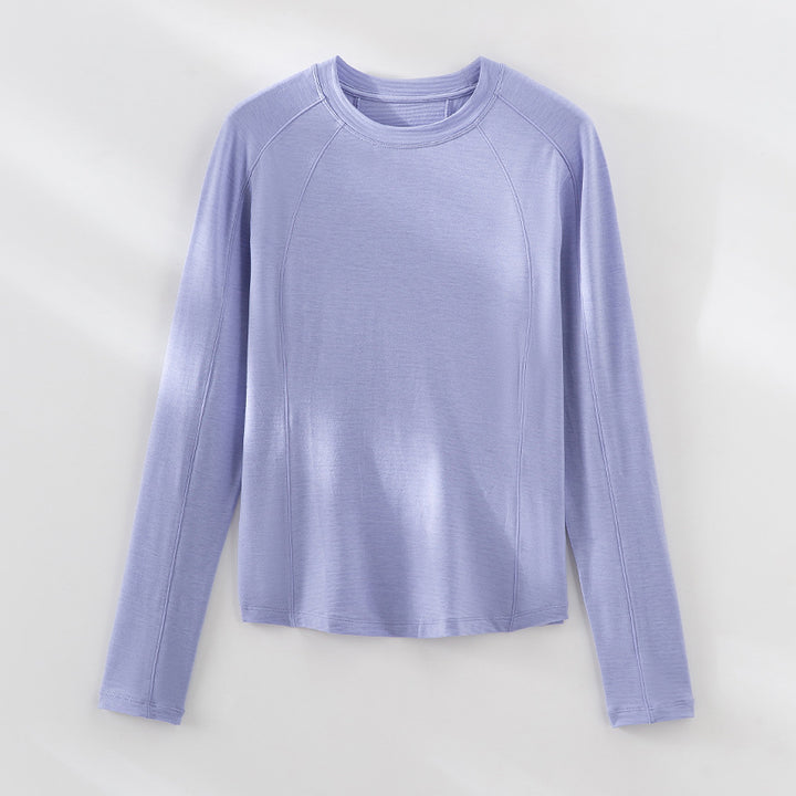 Damen Leichtes Longsleeve-Feinstrickshirt mit Raglanärmeln und Rundhalsausschnitt Echoarchiv