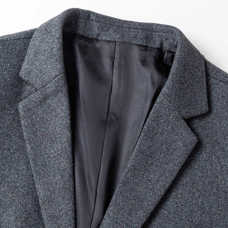 Herren Smart-Casual Kurzsakko aus Wollmix mit aufgesetzten Taschen und leichtem Thermofutter – Tianoro