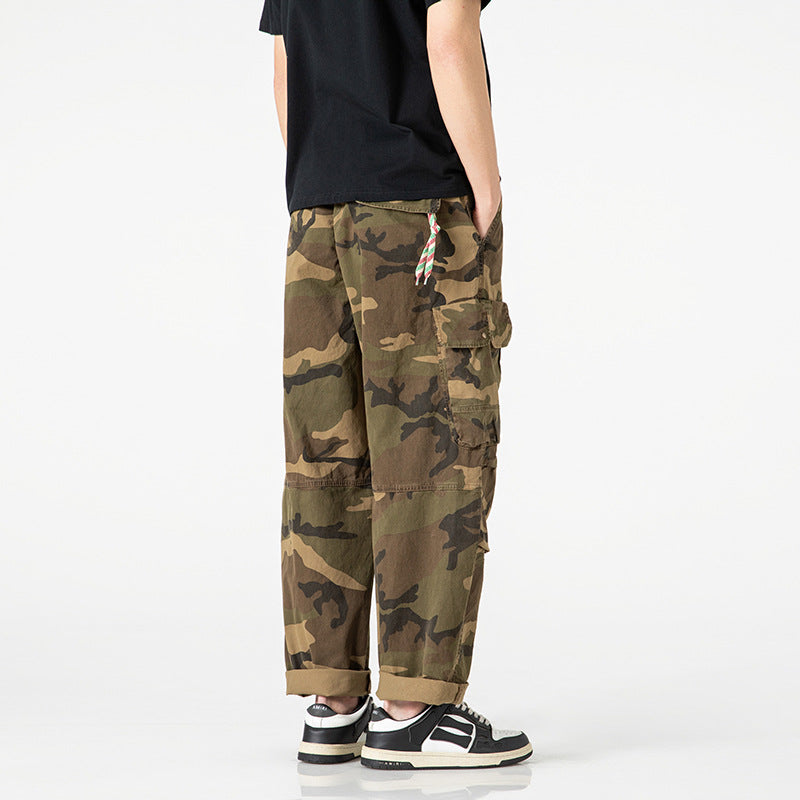 Herren Loose‑Fit Cargohose im Army‑Style mit elastischem Bund, Kordelzug und Multifunktions‑Taschen Echo Archiv