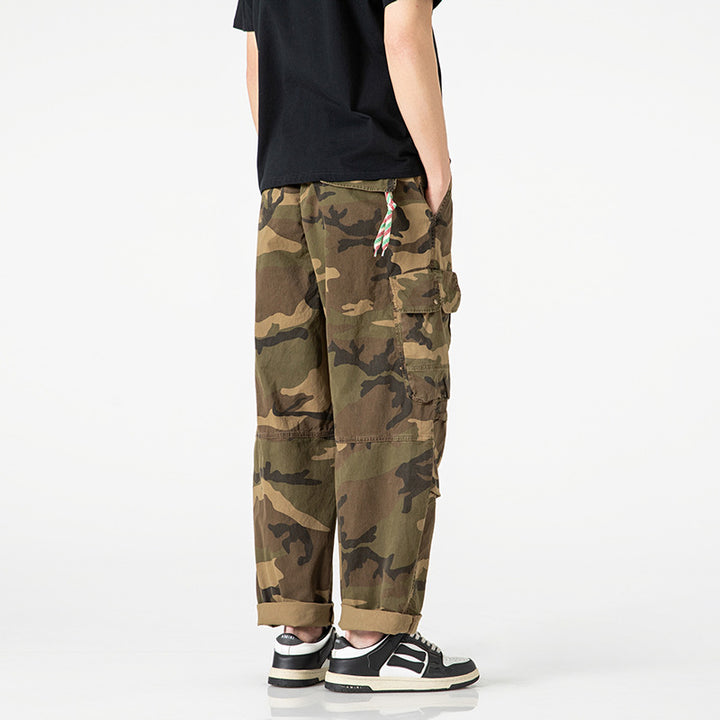 Herren Loose‑Fit Cargohose im Army‑Style mit elastischem Bund, Kordelzug und Multifunktions‑Taschen Echo Archiv
