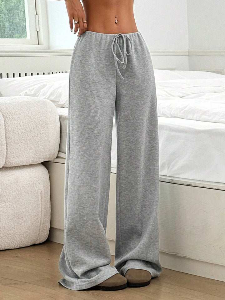 Damen Loungewear-Hose mit weitem Bein, geripptem Feinstrick und Kordelzug Echo Archiv