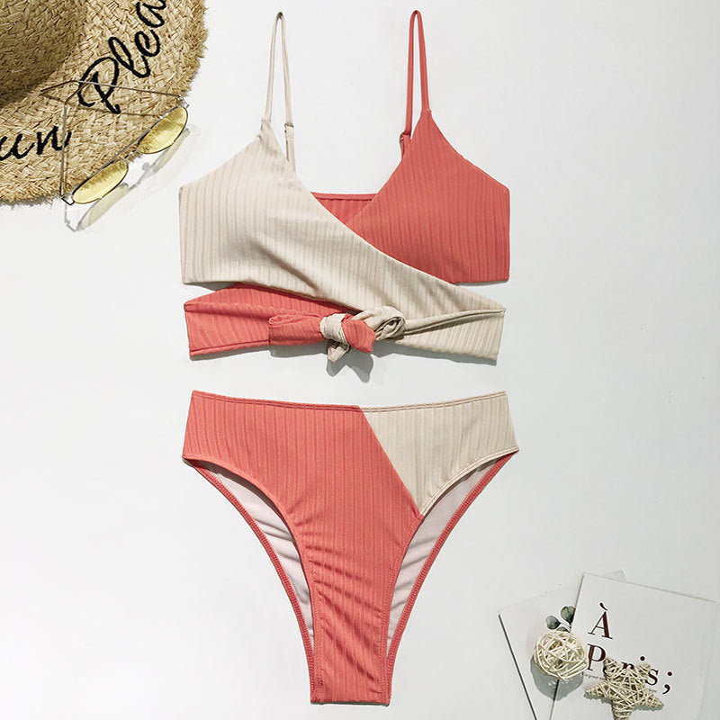 Damen Rippmuster Bikini-Set mit verstellbaren Trägern Echo Archiv