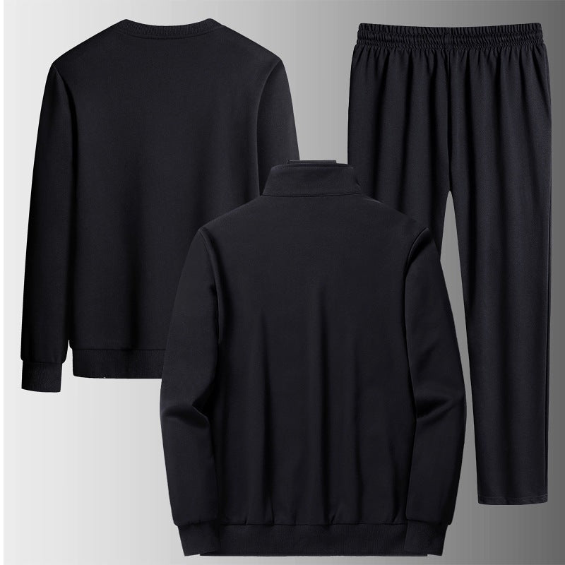 Herren Dreiteiliges Freizeit-Trainingsset aus French-Terry mit Kapuzenjacke, Rundhals-Sweat & tapered Jogginghose Echoarchiv