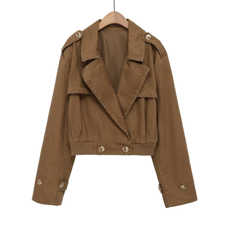 Damen Kurz geschnittene Utility-Jacke im Field-Stil mit weitem Revers und tailliertem Taillenbund Echo Archiv