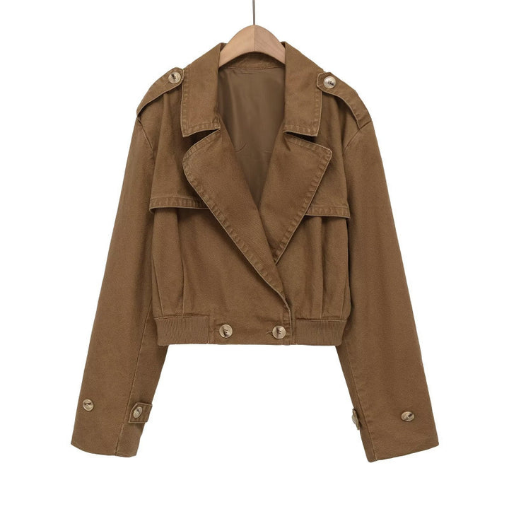 Damen Kurz geschnittene Utility-Jacke im Field-Stil mit weitem Revers und tailliertem Taillenbund Echo Archiv