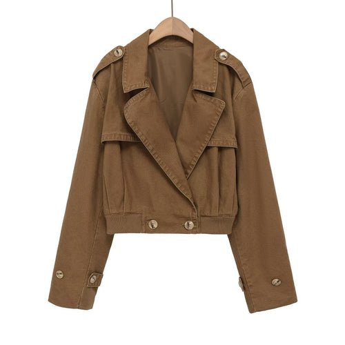 Damen Kurz geschnittene Utility-Jacke im Field-Stil mit weitem Revers und tailliertem Taillenbund Echo Archiv
