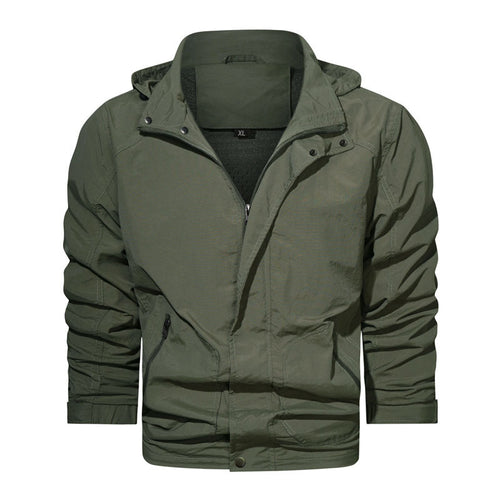 Herren leichte winddichte Feldjacke mit Kapuze und Reißverschlusstaschen – Taviero