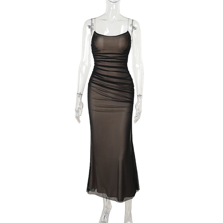 Damen figurbetontes Maxikleid mit elegantem Rüschendesign Echo Archiv