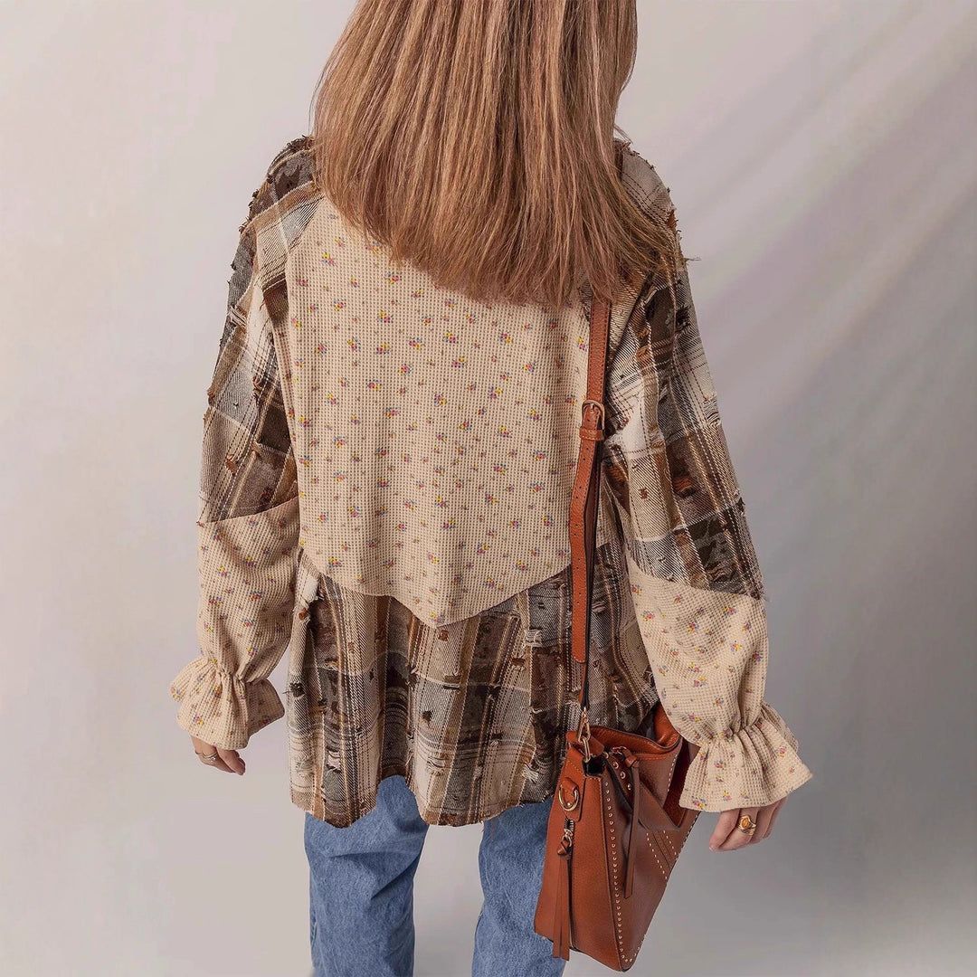 Damen Lässige und elegante Puffärmel Bluse Echo Archiv