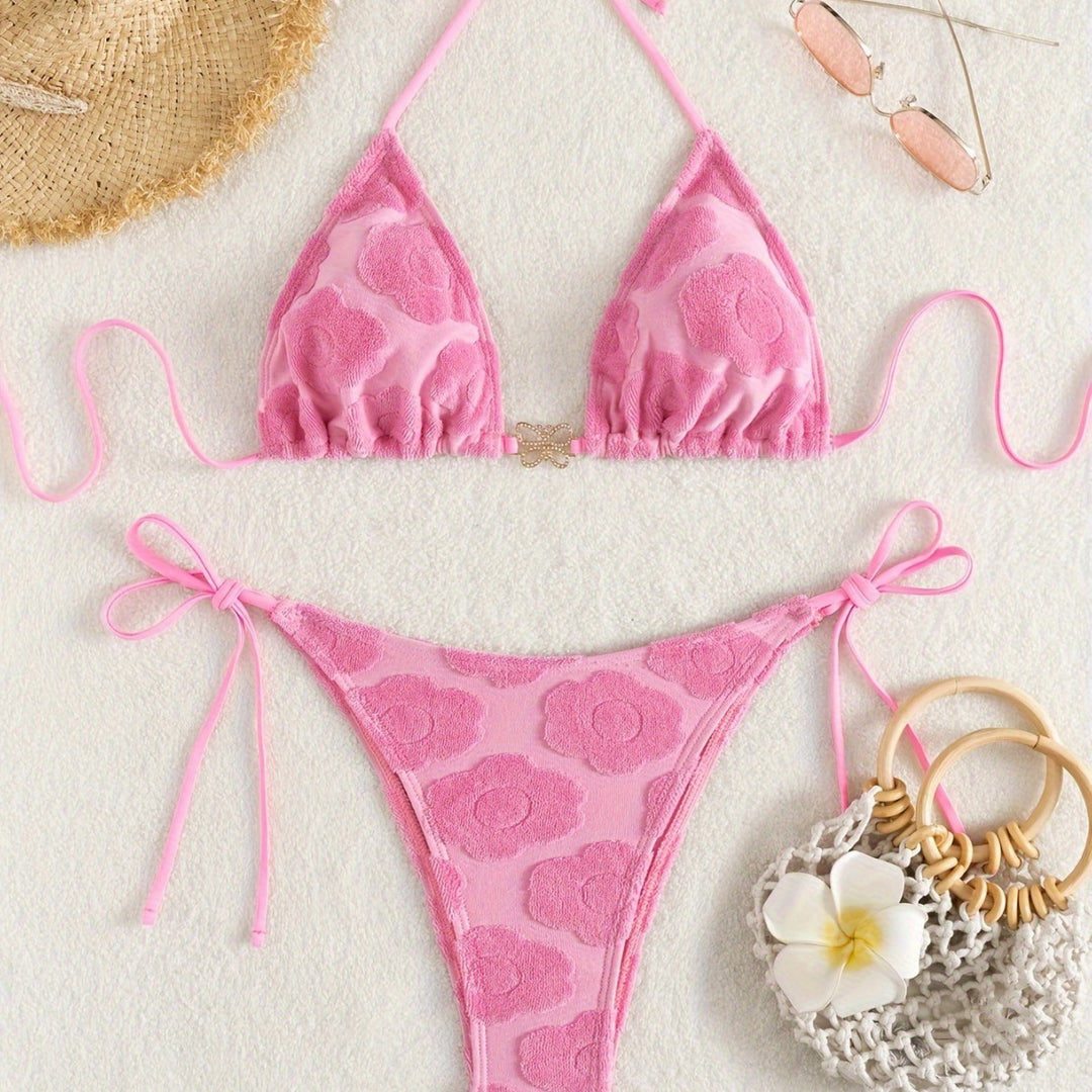 Damen Bikini-Set mit raffiniertem Blumenmuster und verstellbaren Trägern Echo Archiv