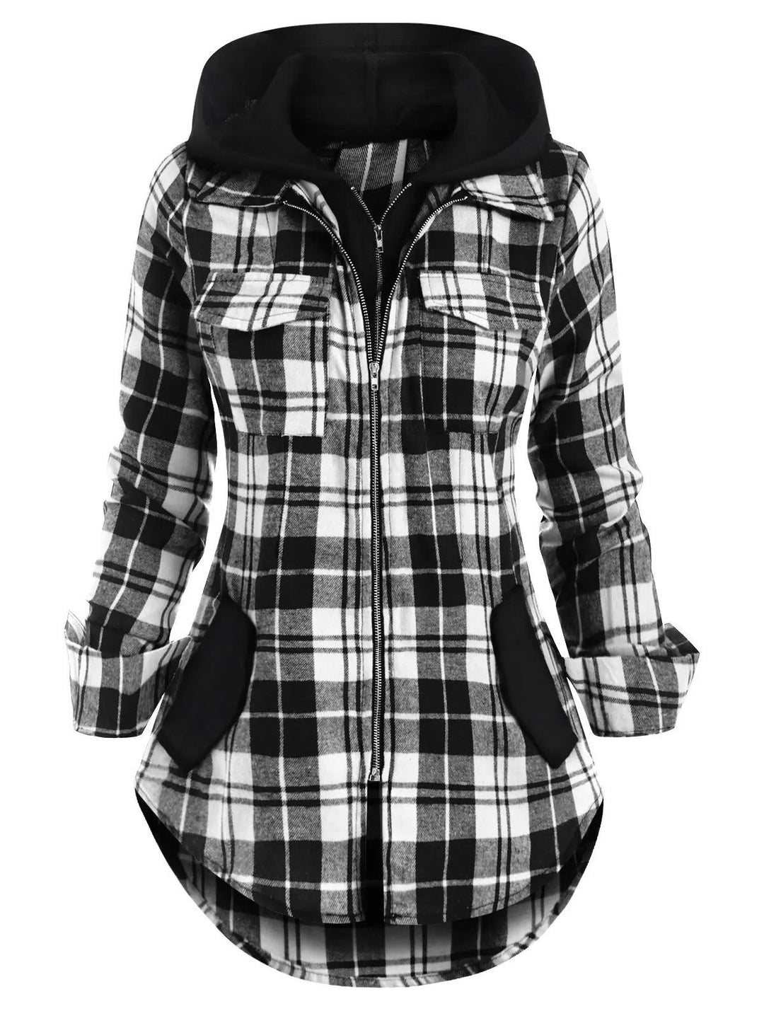 Damen Flanelljacke mit Kapuze und praktischen Taschen Echoarchiv
