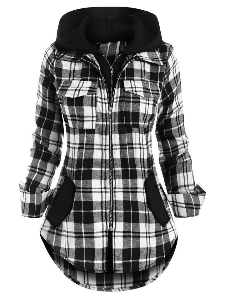 Damen Flanelljacke mit Kapuze und praktischen Taschen Echoarchiv