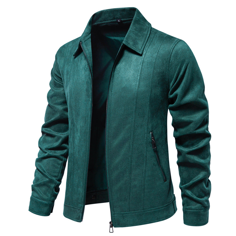 Herren Kunstlederjacke mit strukturiertem Design und seitlichen Reißverschlusstaschen Echoarchiv