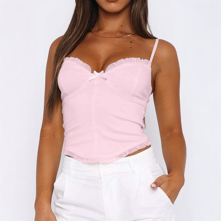 Damen Komfortables Trägershirt mit Rüschendetails Echo Archiv