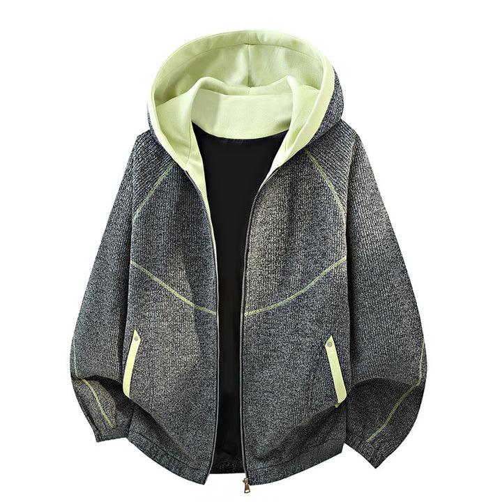 Damen Oversize-Struktur-Kapuzenjacke mit Kontrastfutter, durchgehendem Reißverschluss & Eingrifftaschen Echoarchiv