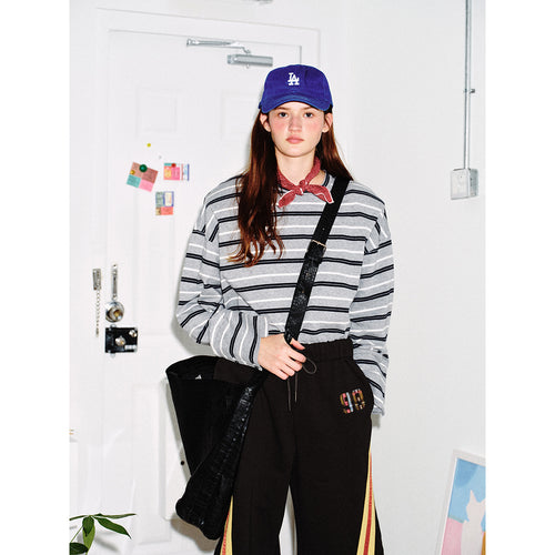 Unisex Gestreiftes Langarmshirt im maritimen Oversize‑Look mit Rippkragen Echoarchiv