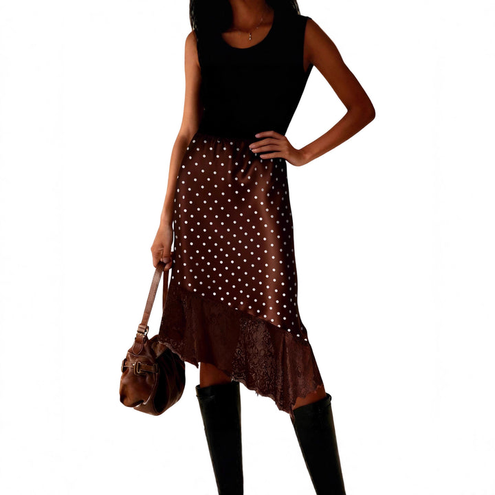 Damen Satinrock mit Spitze und asymmetrischem Saum Echo Archiv