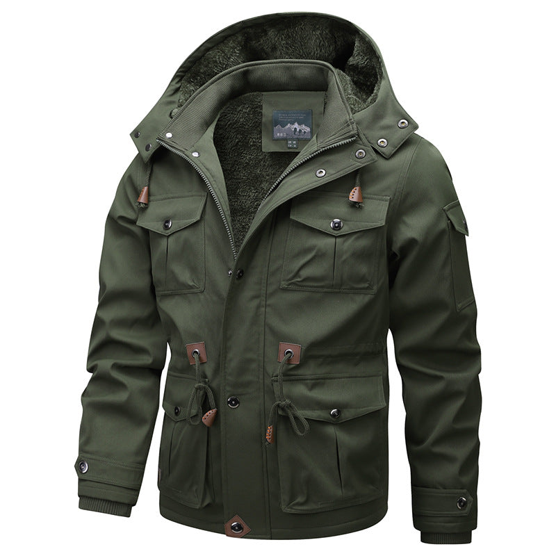 Herren Militärinspirierter Canvas-Parka mit Teddyfleece-Innenfutter und verstellbarem Taillenzug Echo Archiv