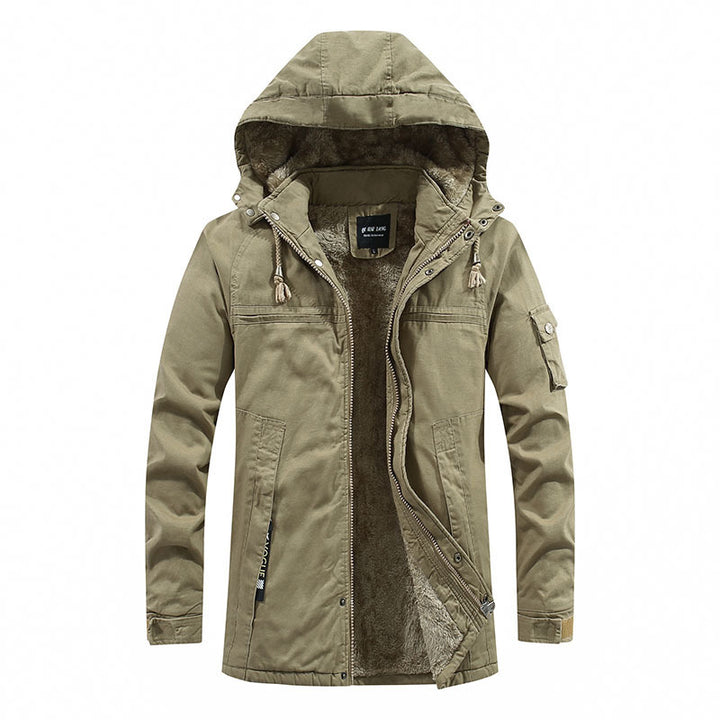 Herren Fieldparka aus robustem Canvas mit wärmender Teddyfleece‑Innenlage und Ärmeltasche – Taviero