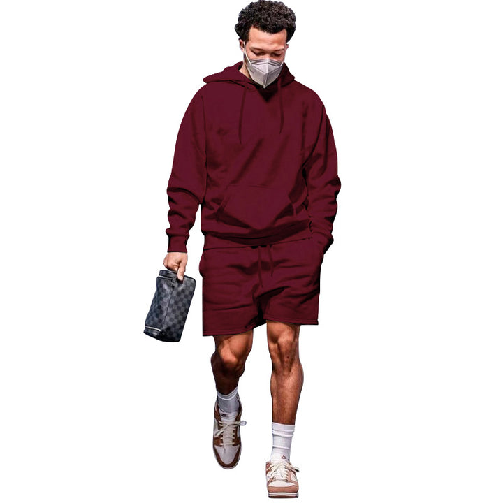 Herren lässiges Hoodie- und Shorts-Set aus atmungsaktivem Material mit praktischen Taschen Echoarchiv