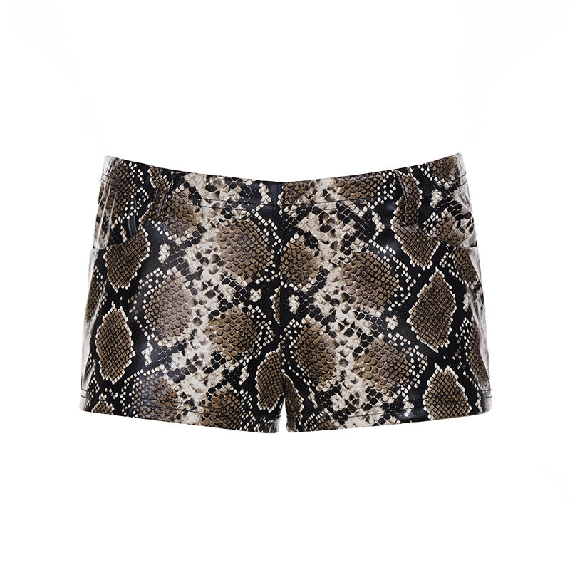 Damen Glitzerndes Minikleid mit Leopardenmuster und Spaghettiträgern Echo Archiv